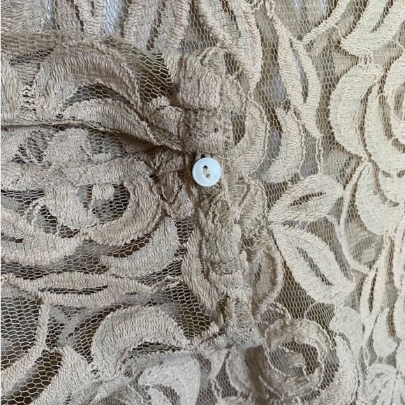 Tommy Bahama Cream Rose Lace Blouse, Size L - Picture 5 of 7